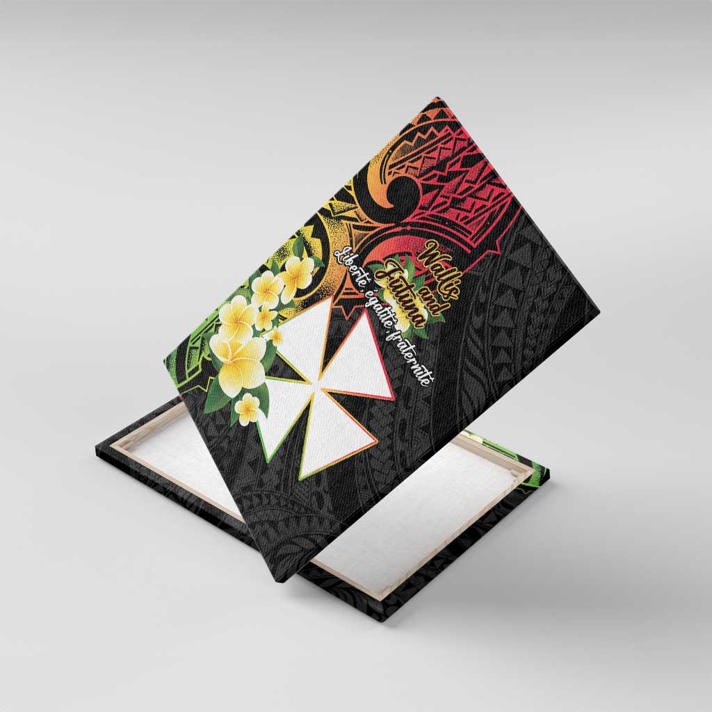 Wallis and Futuna Victory Day Canvas Wall Art Liberty Equality Fraternity Polynesian Plumeria LT14 With Frame Black - Polynesian Pride