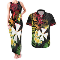 Wallis and Futuna Victory Day Couples Matching Tank Maxi Dress and Hawaiian Shirt Liberty Equality Fraternity Polynesian Plumeria LT14 Black - Polynesian Pride