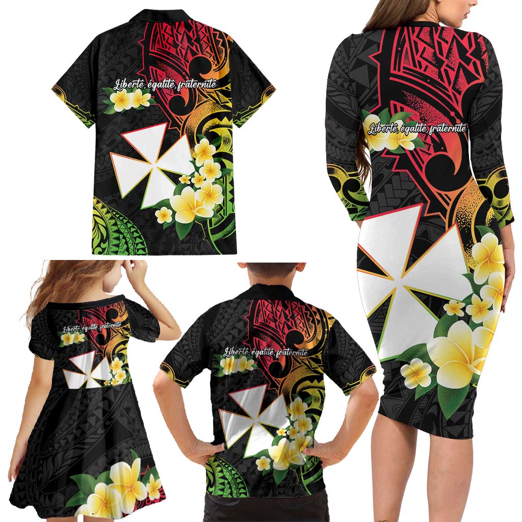 Wallis and Futuna Victory Day Family Matching Long Sleeve Bodycon Dress and Hawaiian Shirt Liberty Equality Fraternity Polynesian Plumeria LT14 - Polynesian Pride