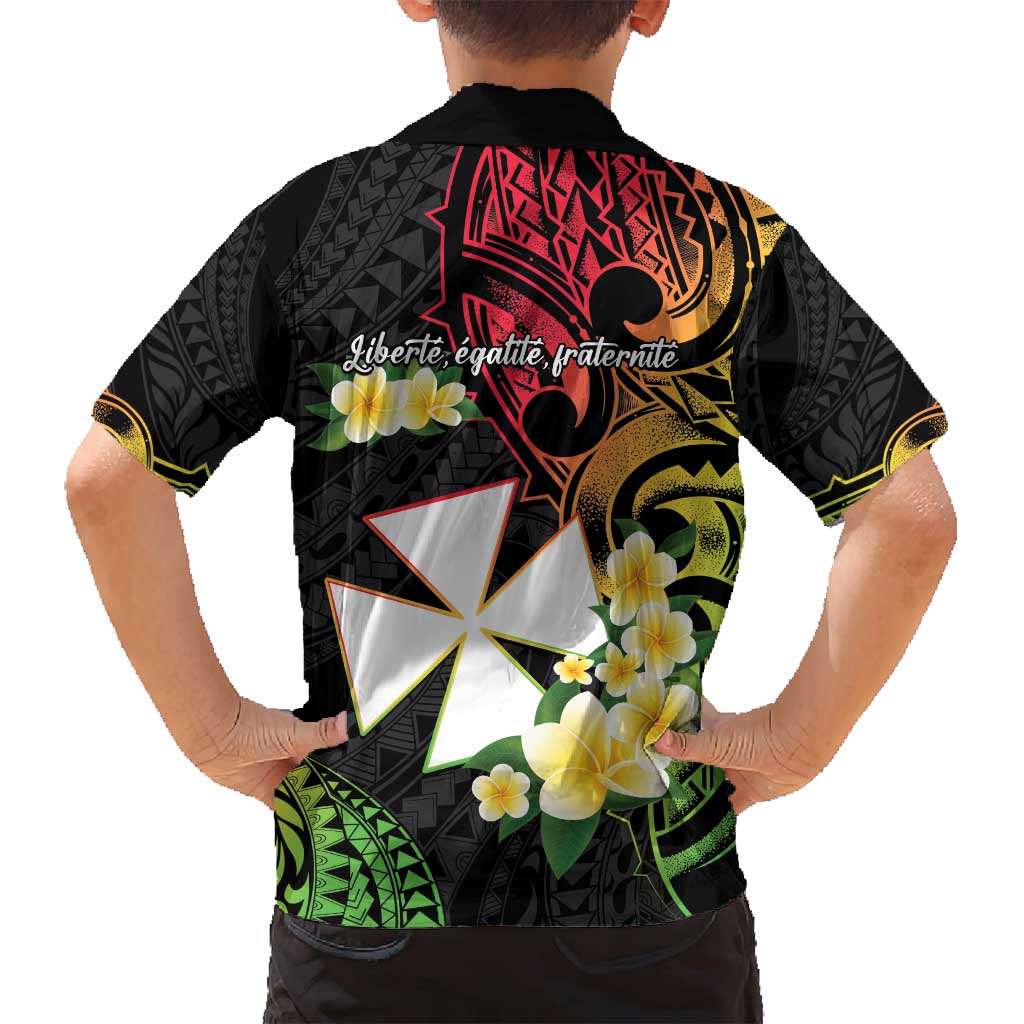 Wallis and Futuna Victory Day Family Matching Off Shoulder Maxi Dress and Hawaiian Shirt Liberty Equality Fraternity Polynesian Plumeria LT14 - Polynesian Pride