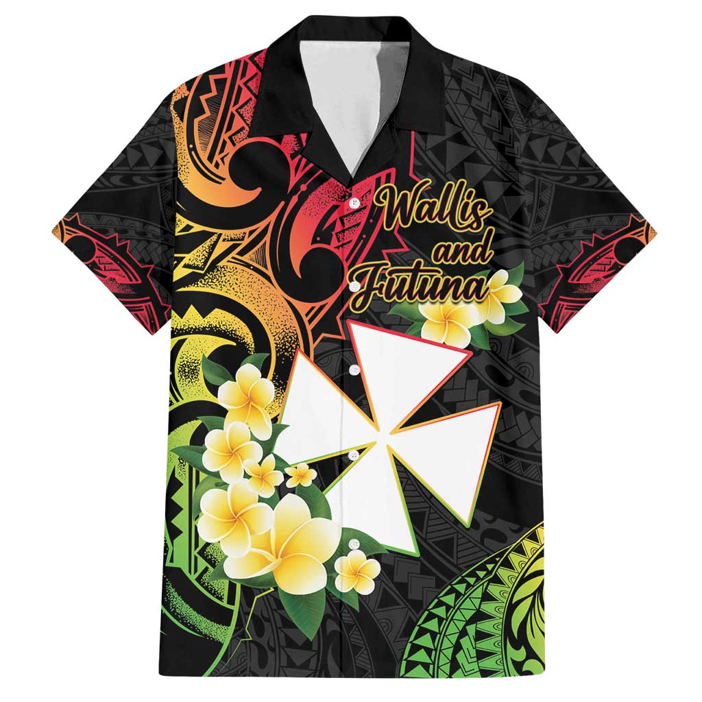 Wallis and Futuna Victory Day Family Matching Off Shoulder Short Dress and Hawaiian Shirt Liberty Equality Fraternity Polynesian Plumeria LT14 Dad's Shirt - Short Sleeve Black - Polynesian Pride
