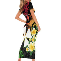 Wallis and Futuna Victory Day Family Matching Short Sleeve Bodycon Dress and Hawaiian Shirt Liberty Equality Fraternity Polynesian Plumeria LT14 - Polynesian Pride
