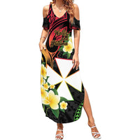 Wallis and Futuna Victory Day Family Matching Summer Maxi Dress and Hawaiian Shirt Liberty Equality Fraternity Polynesian Plumeria LT14 Mom's Dress Black - Polynesian Pride