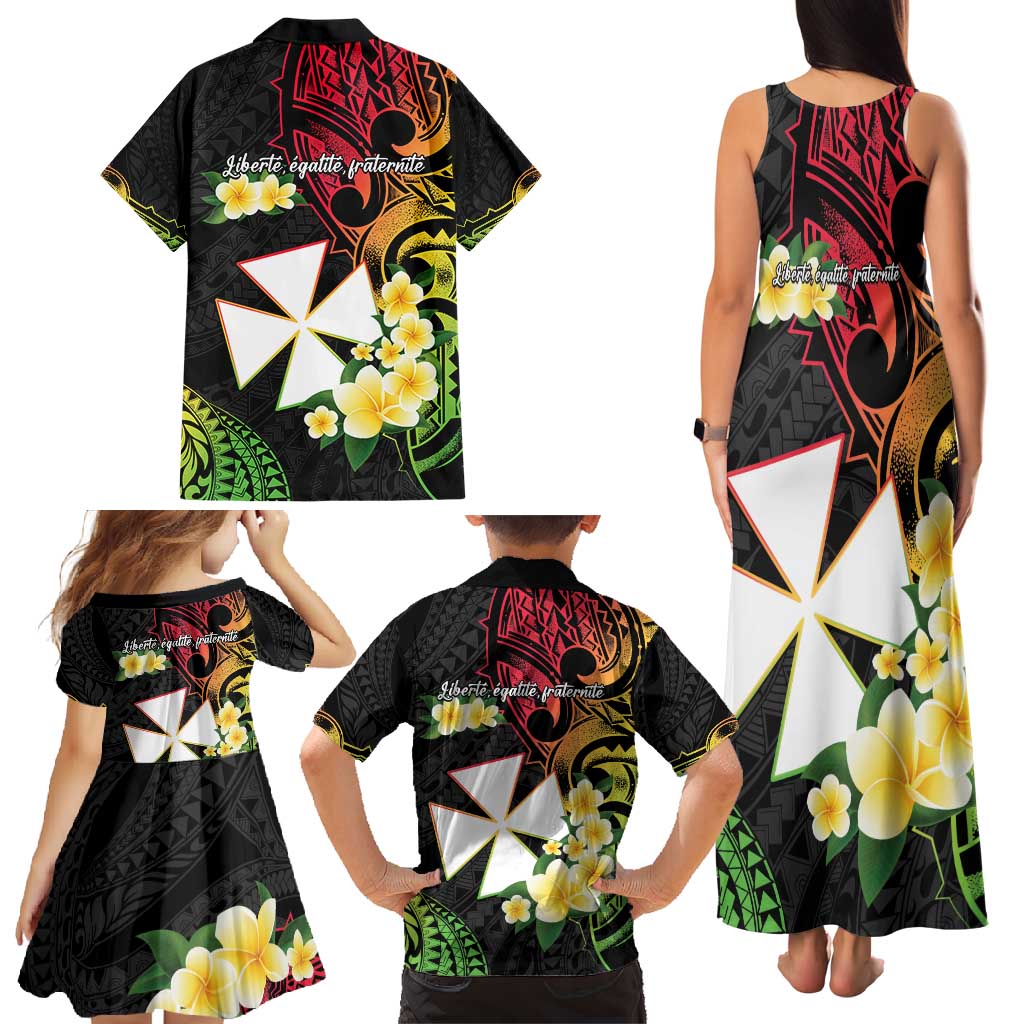Wallis and Futuna Victory Day Family Matching Tank Maxi Dress and Hawaiian Shirt Liberty Equality Fraternity Polynesian Plumeria LT14 - Polynesian Pride