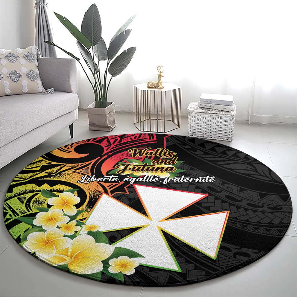 Wallis and Futuna Victory Day Round Carpet Liberty Equality Fraternity Polynesian Plumeria LT14 - Polynesian Pride