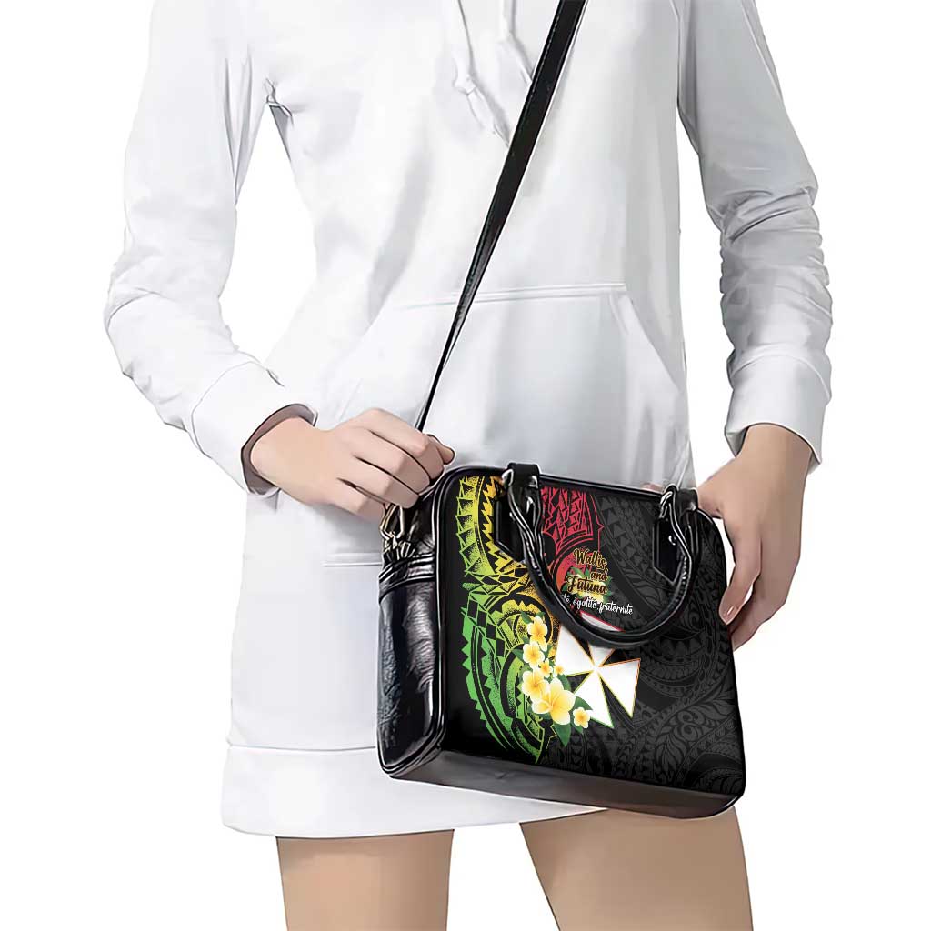 Wallis and Futuna Victory Day Shoulder Handbag Liberty Equality Fraternity Polynesian Plumeria