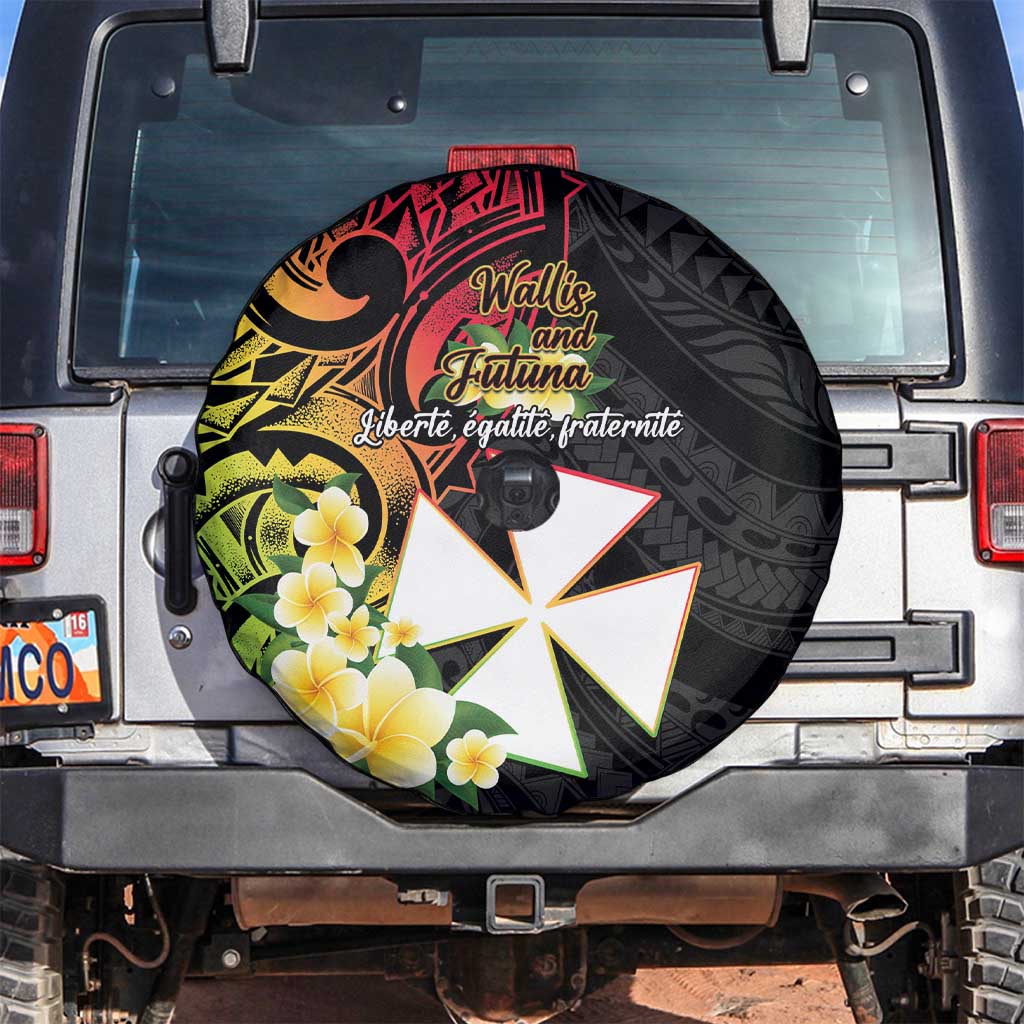 Wallis and Futuna Victory Day Spare Tire Cover Liberty Equality Fraternity Polynesian Plumeria