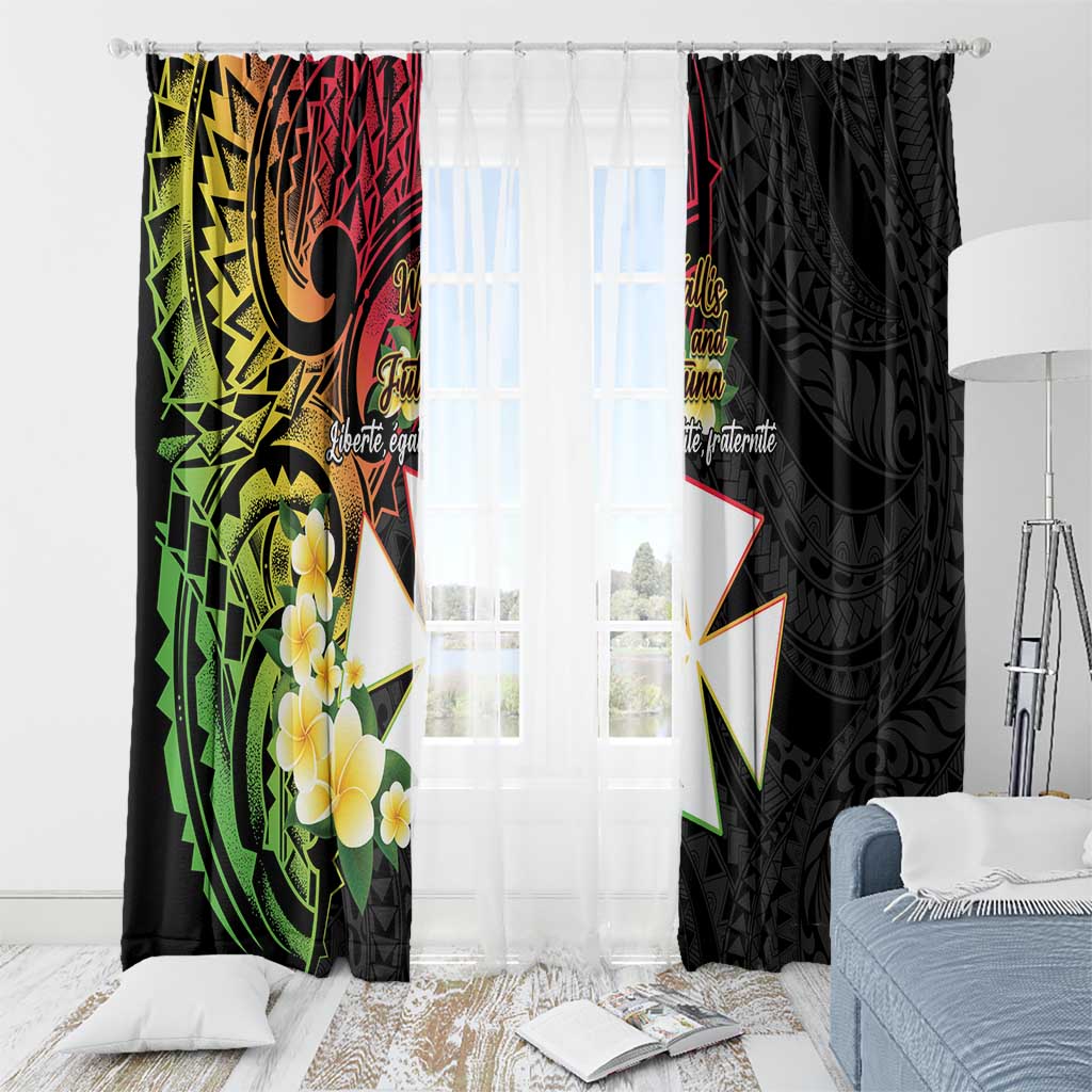 Wallis and Futuna Victory Day Window Curtain Liberty Equality Fraternity Polynesian Plumeria