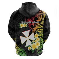 Wallis and Futuna Victory Day Zip Hoodie Liberty Equality Fraternity Polynesian Plumeria