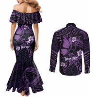 Personalised Fibromyalgia Awareness Month Couples Matching Mermaid Dress and Long Sleeve Button Shirt Fibro Warrior Strength In Every Struggle