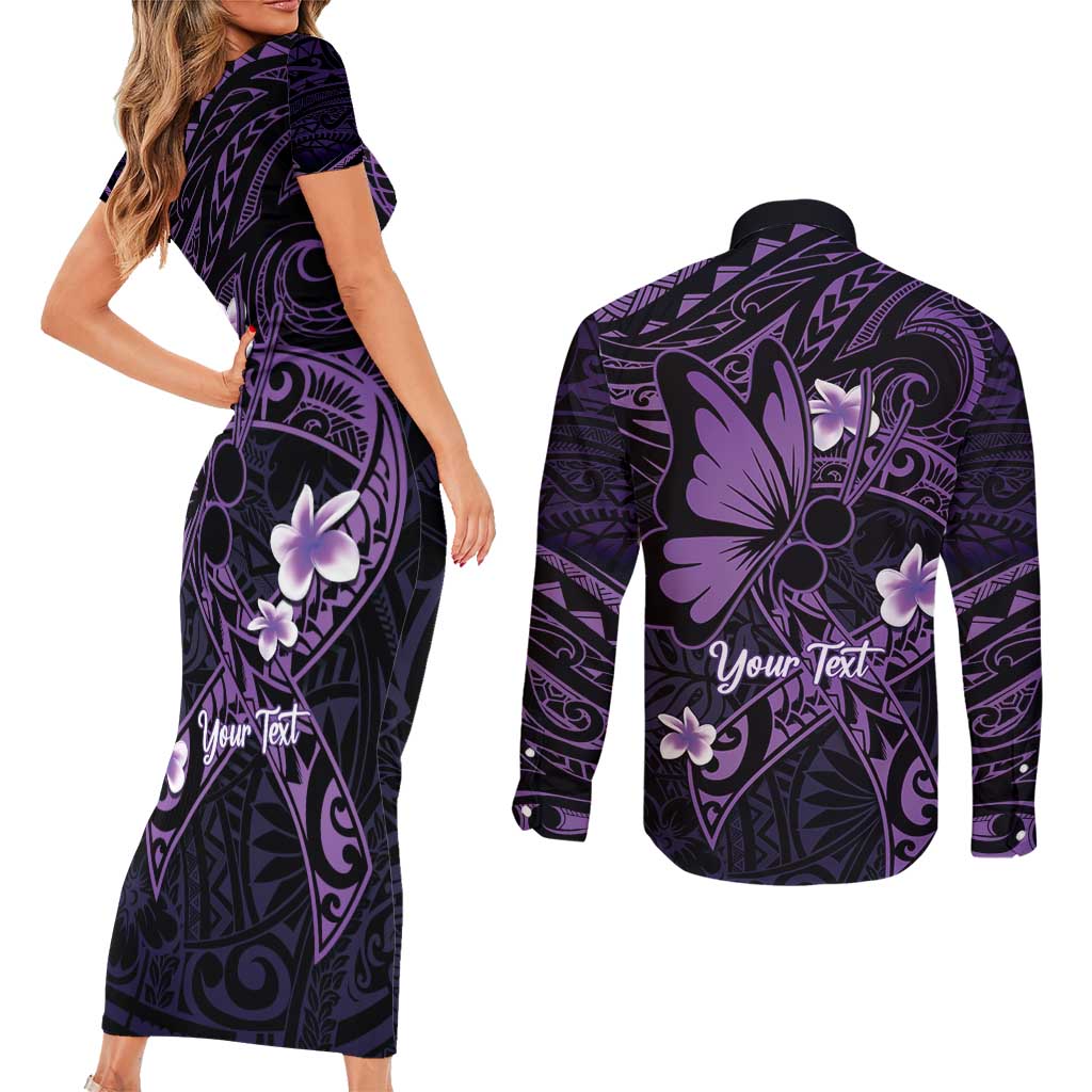 Personalised Fibromyalgia Awareness Month Couples Matching Short Sleeve Bodycon Dress and Long Sleeve Button Shirt Fibro Warrior Strength In Every Struggle