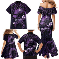 Personalised Fibromyalgia Awareness Month Family Matching Mermaid Dress and Hawaiian Shirt Fibro Warrior Strength In Every Struggle LT14 - Polynesian Pride