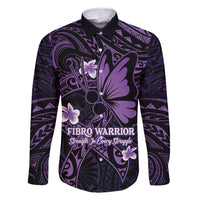 Personalised Fibromyalgia Awareness Month Family Matching Off Shoulder Maxi Dress and Hawaiian Shirt Fibro Warrior Strength In Every Struggle LT14 Dad's Shirt - Long Sleeve Purple - Polynesian Pride