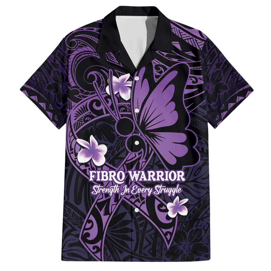 Personalised Fibromyalgia Awareness Month Family Matching Short Sleeve Bodycon Dress and Hawaiian Shirt Fibro Warrior Strength In Every Struggle LT14 Dad's Shirt - Short Sleeve Purple - Polynesian Pride