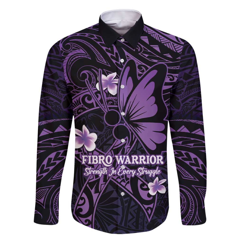 Personalised Fibromyalgia Awareness Month Family Matching Short Sleeve Bodycon Dress and Hawaiian Shirt Fibro Warrior Strength In Every Struggle LT14 Dad's Shirt - Long Sleeve Purple - Polynesian Pride