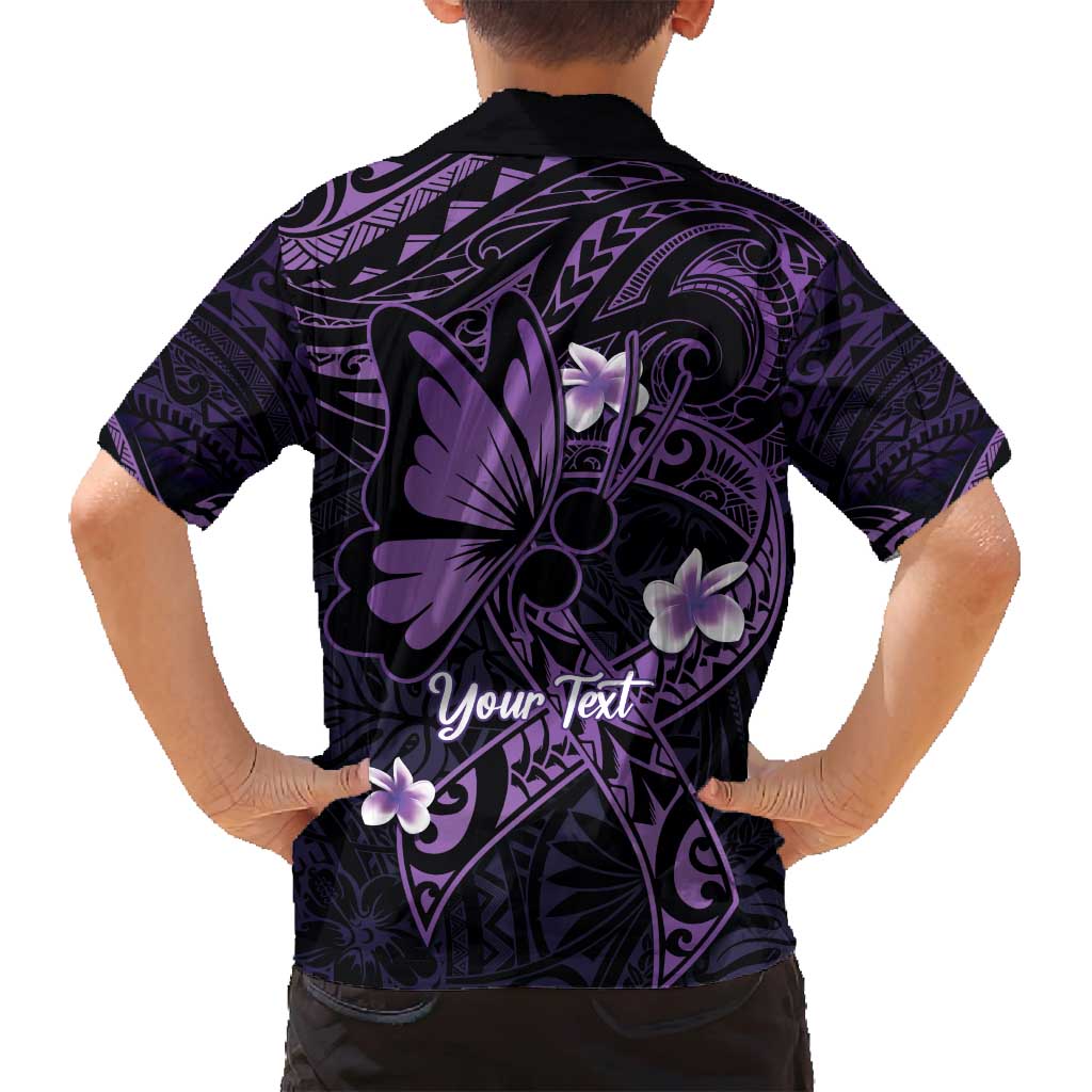 Personalised Fibromyalgia Awareness Month Family Matching Tank Maxi Dress and Hawaiian Shirt Fibro Warrior Strength In Every Struggle LT14 - Polynesian Pride