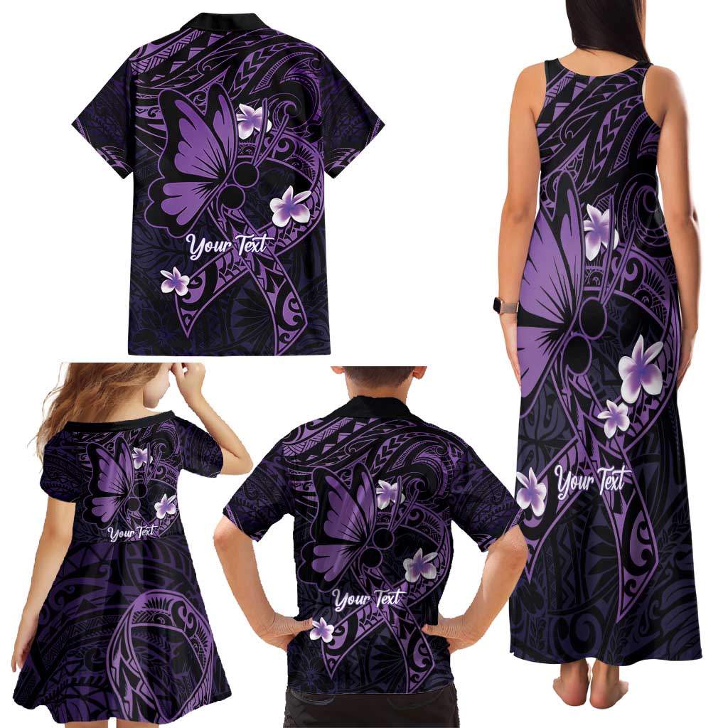 Personalised Fibromyalgia Awareness Month Family Matching Tank Maxi Dress and Hawaiian Shirt Fibro Warrior Strength In Every Struggle LT14 - Polynesian Pride