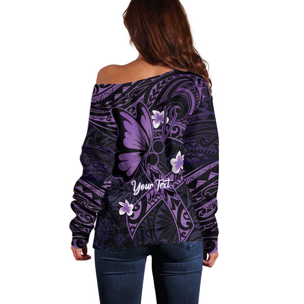 Personalised Fibromyalgia Awareness Month Off Shoulder Sweater Fibro Warrior Strength In Every Struggle