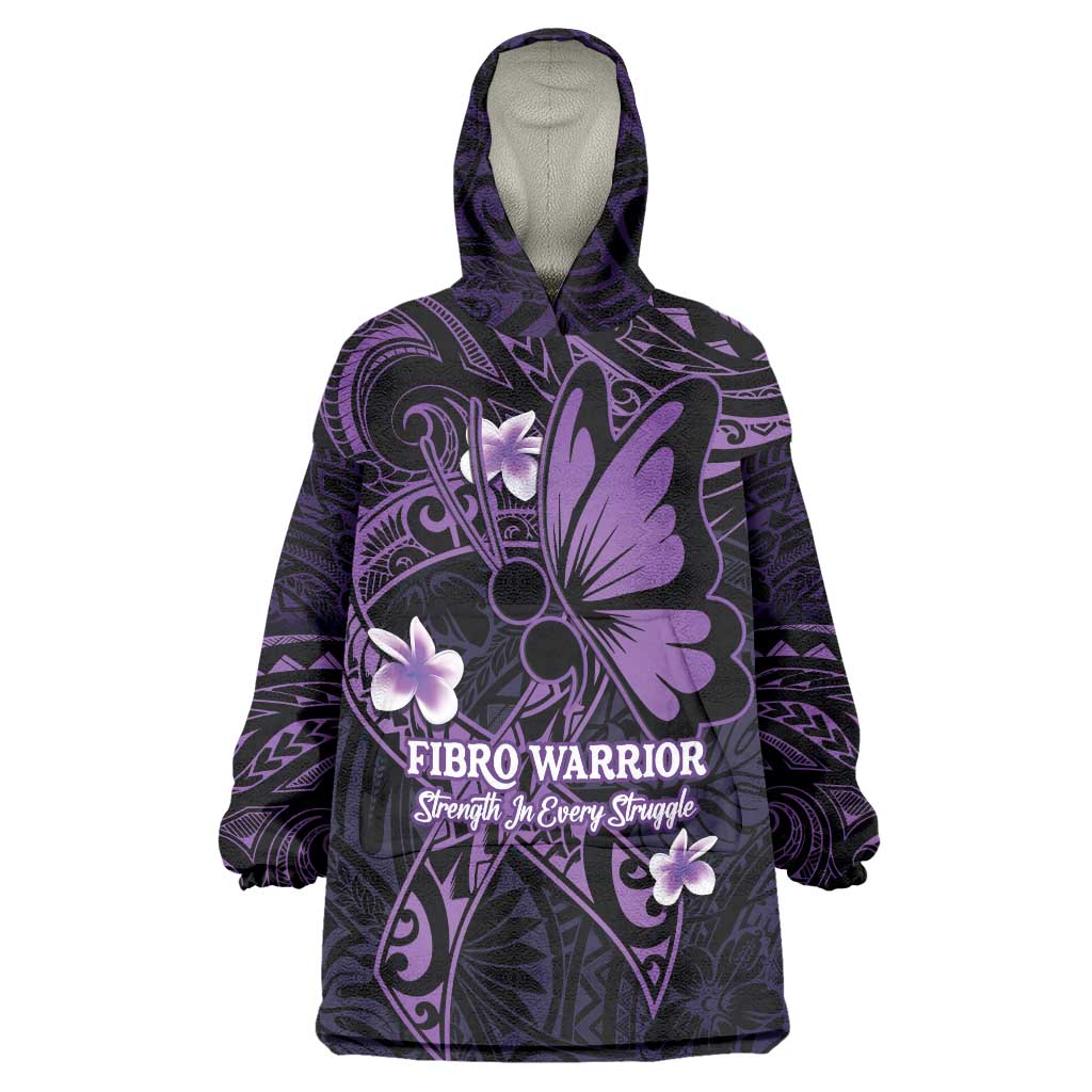 Personalised Fibromyalgia Awareness Month Wearable Blanket Hoodie Fibro Warrior Strength In Every Struggle LT14 One Size Purple - Polynesian Pride