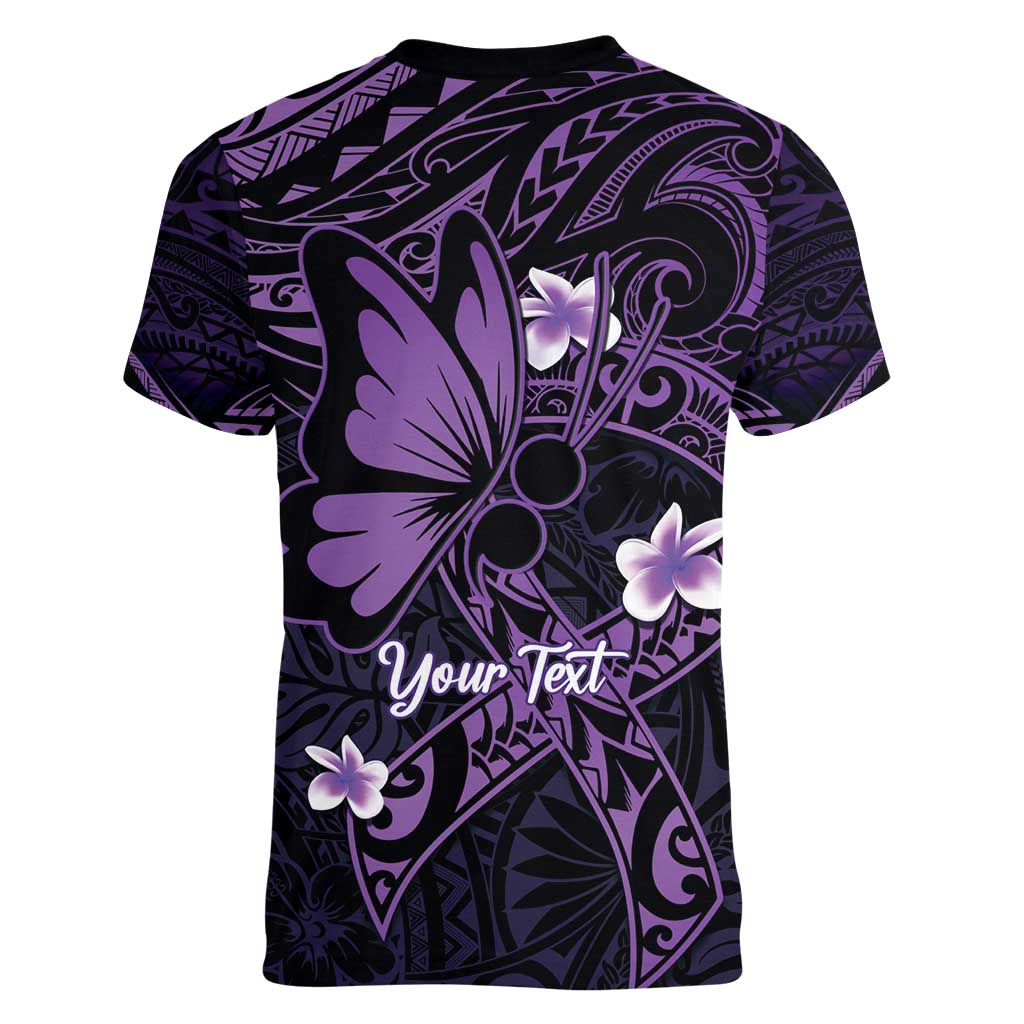 Personalised Fibromyalgia Awareness Month Women V-Neck T-Shirt Fibro Warrior Strength In Every Struggle