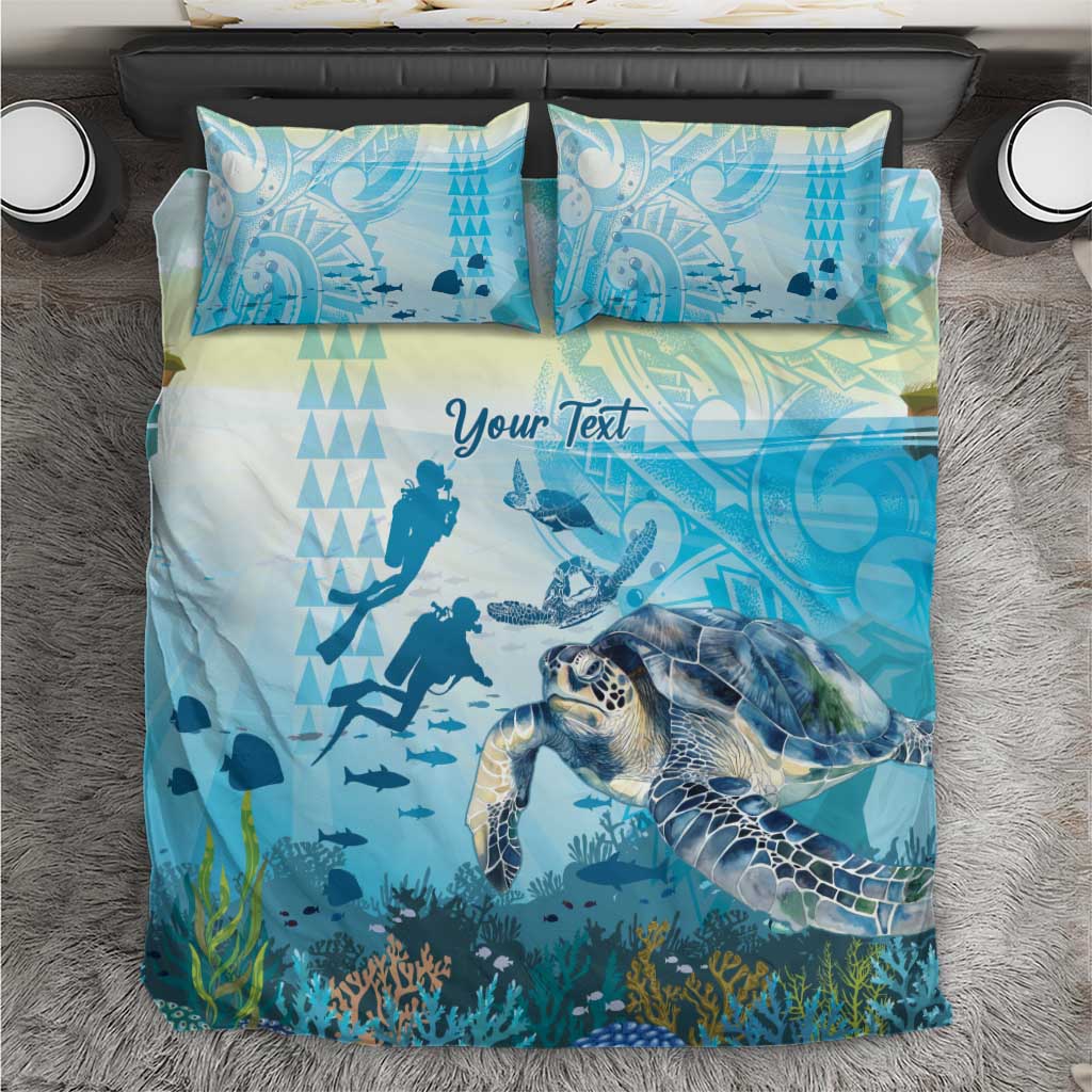 Personalized Snorkeling Hawaii Bedding Set Ocean Lover Hawaiian Kakau Honu Turtle