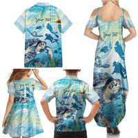 Personalized Snorkeling Hawaii Family Matching Summer Maxi Dress and Hawaiian Shirt Ocean Lover Hawaiian Kakau Honu Turtle LT14 - Polynesian Pride