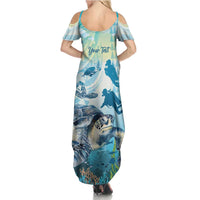 Personalized Snorkeling Hawaii Family Matching Summer Maxi Dress and Hawaiian Shirt Ocean Lover Hawaiian Kakau Honu Turtle LT14 - Polynesian Pride