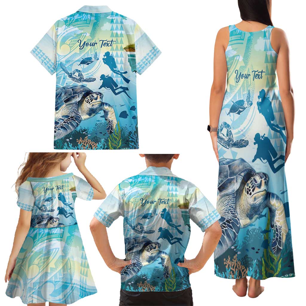 Personalized Snorkeling Hawaii Family Matching Tank Maxi Dress and Hawaiian Shirt Ocean Lover Hawaiian Kakau Honu Turtle LT14 - Polynesian Pride