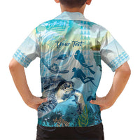 Personalized Snorkeling Hawaii Kid Hawaiian Shirt Ocean Lover Hawaiian Kakau Honu Turtle