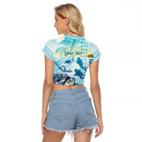 Personalized Snorkeling Hawaii Raglan Cropped T Shirt Ocean Lover Hawaiian Kakau Honu Turtle