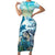 Personalized Snorkeling Hawaii Short Sleeve Bodycon Dress Ocean Lover Hawaiian Kakau Honu Turtle