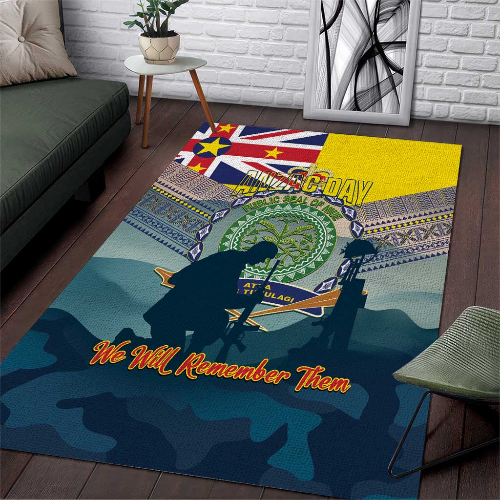 Niue ANZAC Day Area Rug We Will Remember Them Camouflage Style
