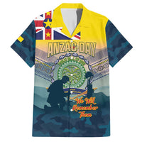 Niue ANZAC Day Family Matching Long Sleeve Bodycon Dress and Hawaiian Shirt We Will Remember Them Camouflage Style LT14 Dad's Shirt - Short Sleeve Yellow - Polynesian Pride