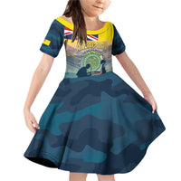 Niue ANZAC Day Family Matching Off Shoulder Short Dress and Hawaiian Shirt We Will Remember Them Camouflage Style