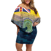 Niue ANZAC Day Family Matching Off Shoulder Short Dress and Hawaiian Shirt We Will Remember Them Camouflage Style