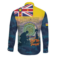 Niue ANZAC Day Family Matching Tank Maxi Dress and Hawaiian Shirt We Will Remember Them Camouflage Style
