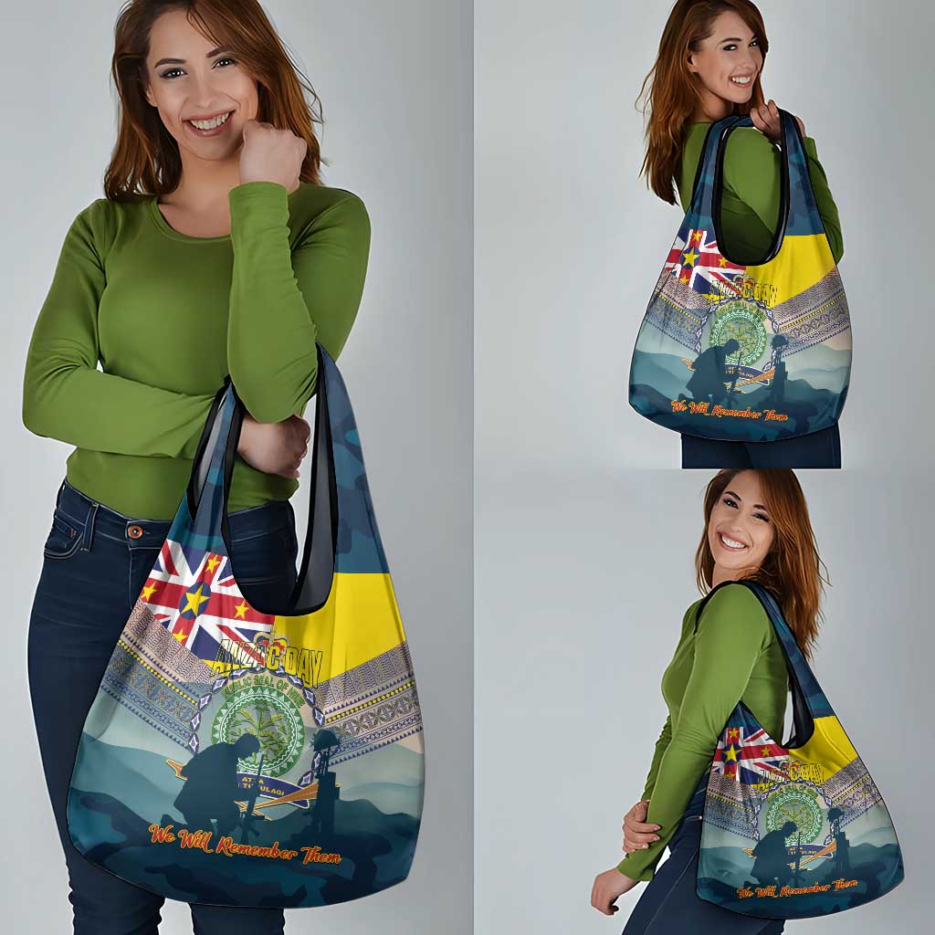 Niue ANZAC Day Grocery Bag We Will Remember Them Camouflage Style
