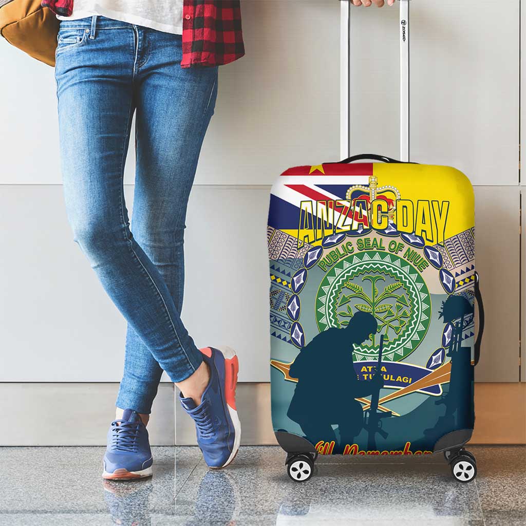 Niue ANZAC Day Luggage Cover We Will Remember Them Camouflage Style