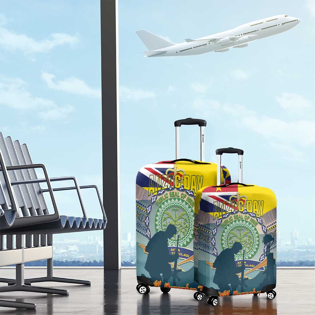 Niue ANZAC Day Luggage Cover We Will Remember Them Camouflage Style