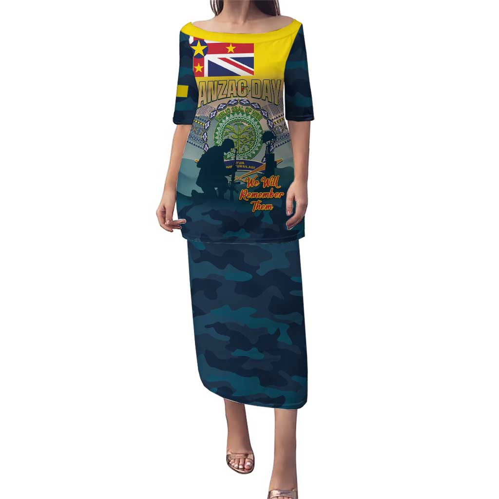 Niue ANZAC Day Puletasi We Will Remember Them Camouflage Style
