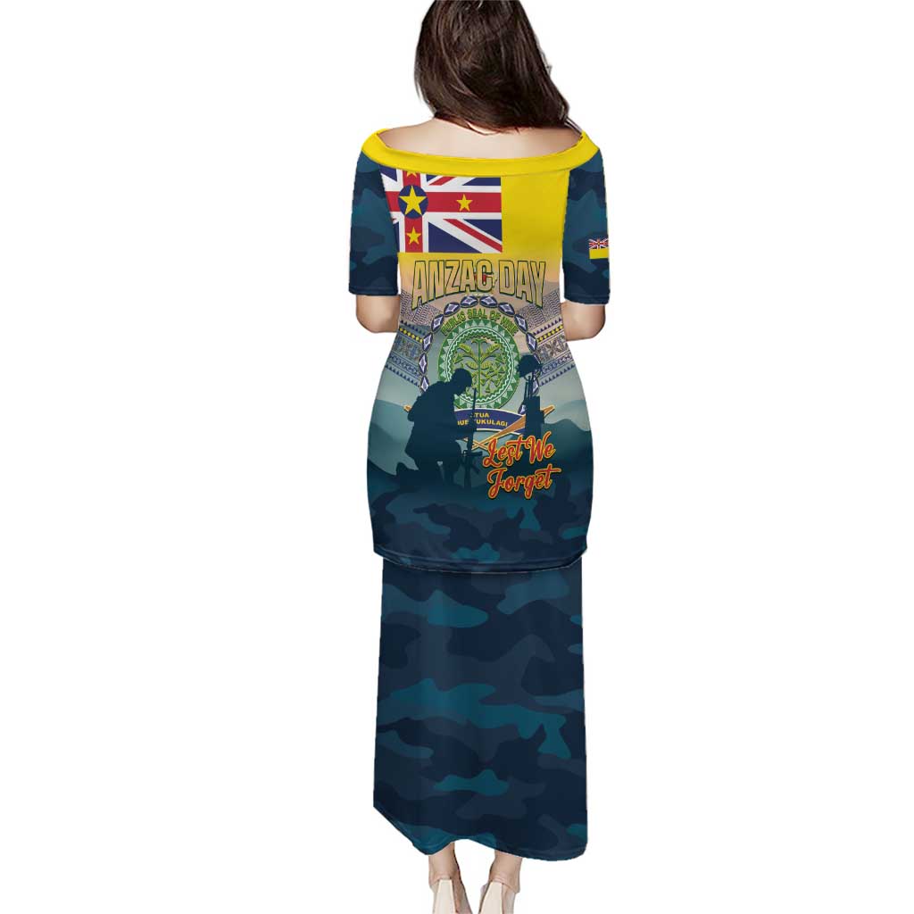 Niue ANZAC Day Puletasi We Will Remember Them Camouflage Style
