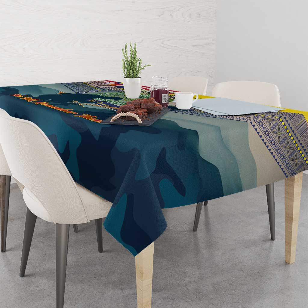 Niue ANZAC Day Tablecloth We Will Remember Them Camouflage Style