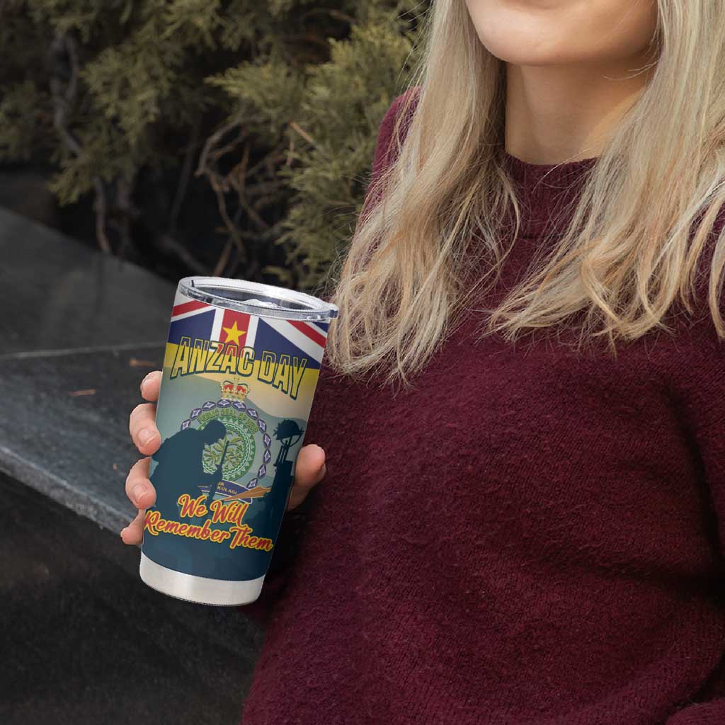 Niue ANZAC Day Tumbler Cup We Will Remember Them Camouflage Style