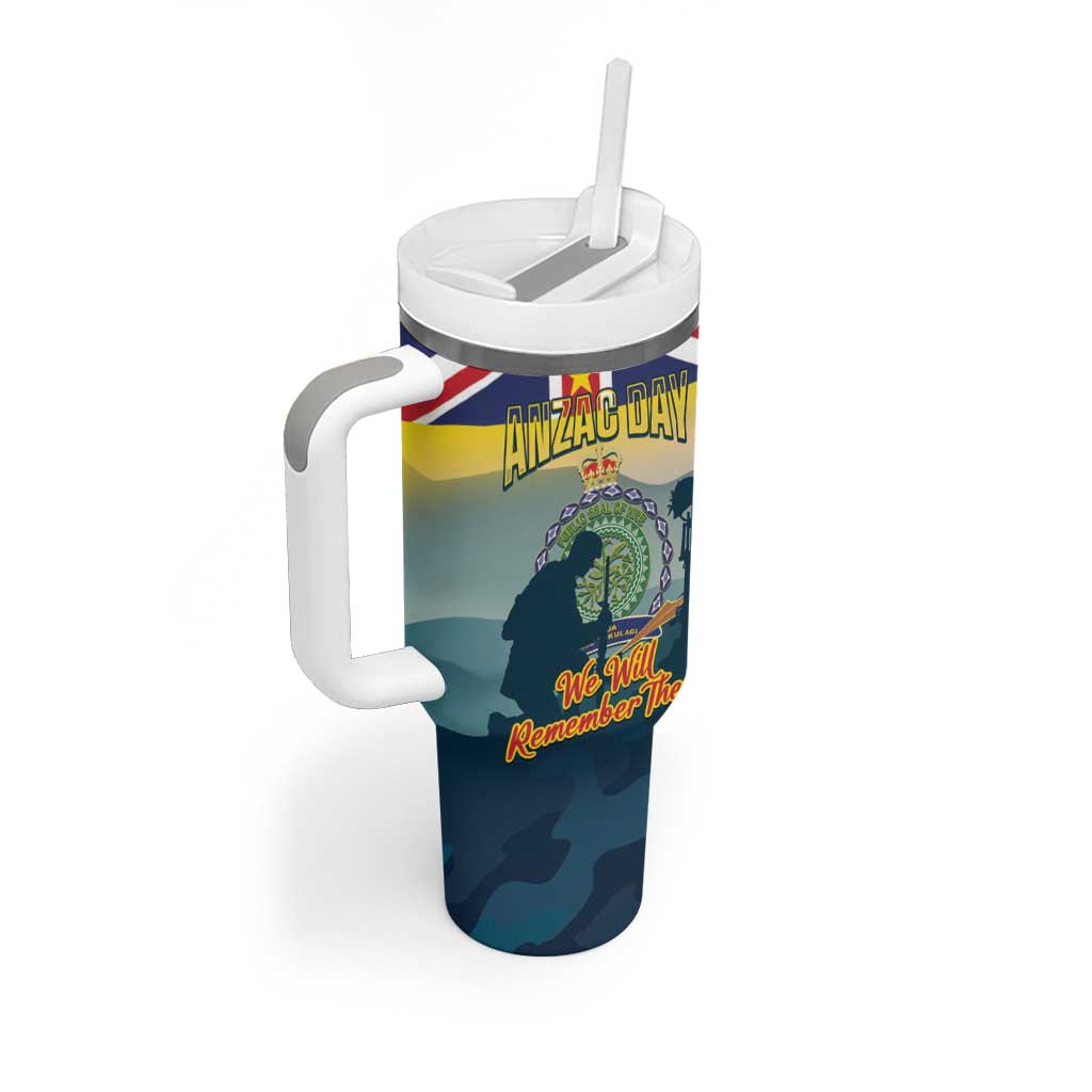 Niue ANZAC Day Tumbler With Handle We Will Remember Them Camouflage Style