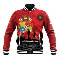 Tonga ANZAC Day Baseball Jacket Ngatu Pattern We Will Remember Them