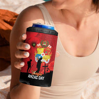 Tonga ANZAC Day 4 in 1 Can Cooler Tumbler Ngatu Pattern We Will Remember Them