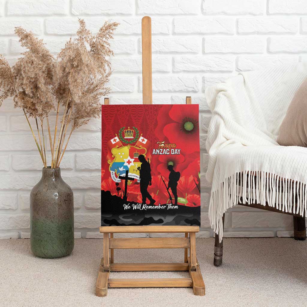 Tonga ANZAC Day Canvas Wall Art Ngatu Pattern We Will Remember Them