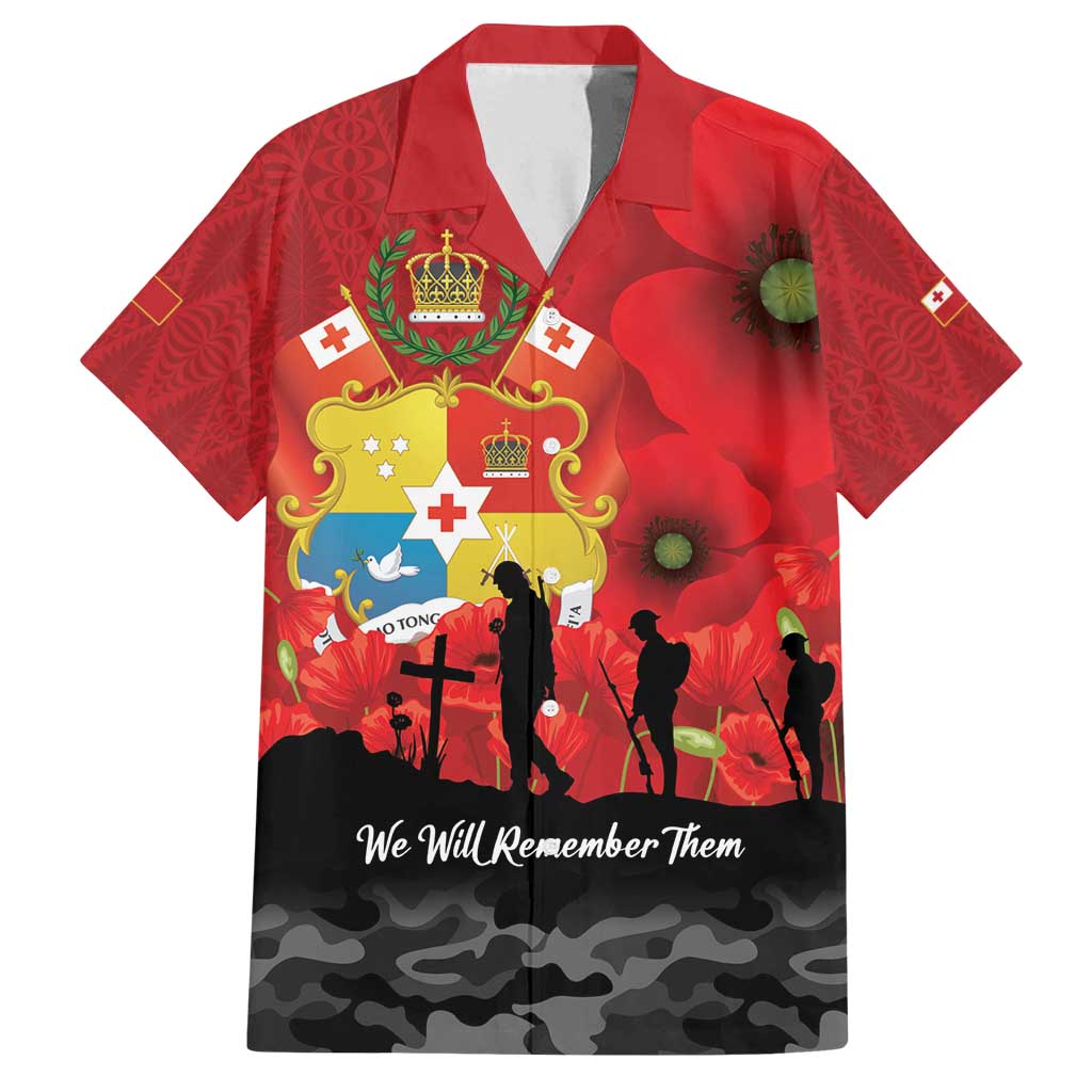Tonga ANZAC Day Family Matching Long Sleeve Bodycon Dress and Hawaiian Shirt Ngatu Pattern We Will Remember Them