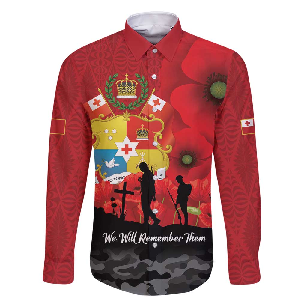 Tonga ANZAC Day Family Matching Long Sleeve Bodycon Dress and Hawaiian Shirt Ngatu Pattern We Will Remember Them
