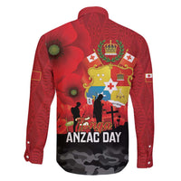 Tonga ANZAC Day Family Matching Off Shoulder Maxi Dress and Hawaiian Shirt Ngatu Pattern We Will Remember Them